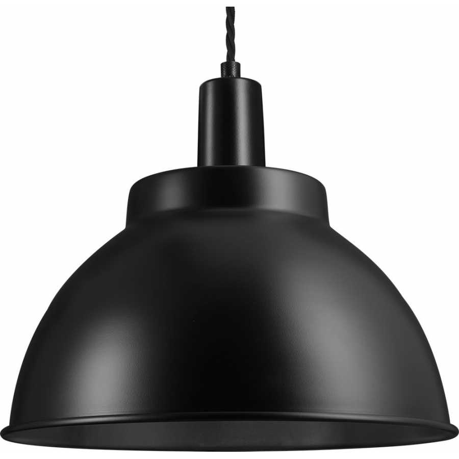 Industville Sleek Dome Pendant Light - 13 Inch - Matte Black - Black Holder
