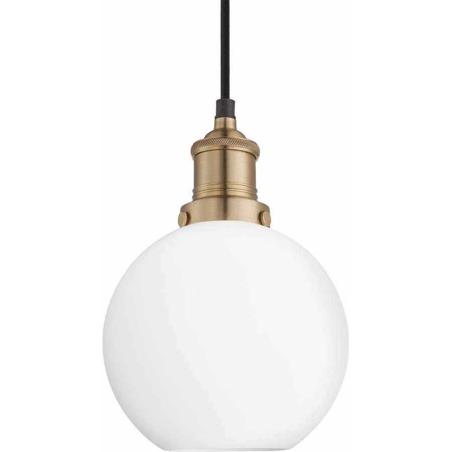 Industville Brooklyn Opal Glass Globe Pendant Light - 7 Inch - Brass Holder