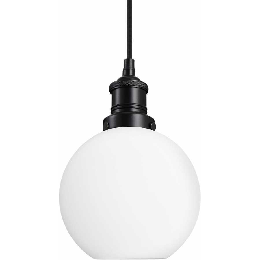 Industville Brooklyn Opal Glass Globe Pendant Light - 7 Inch - Black Holder