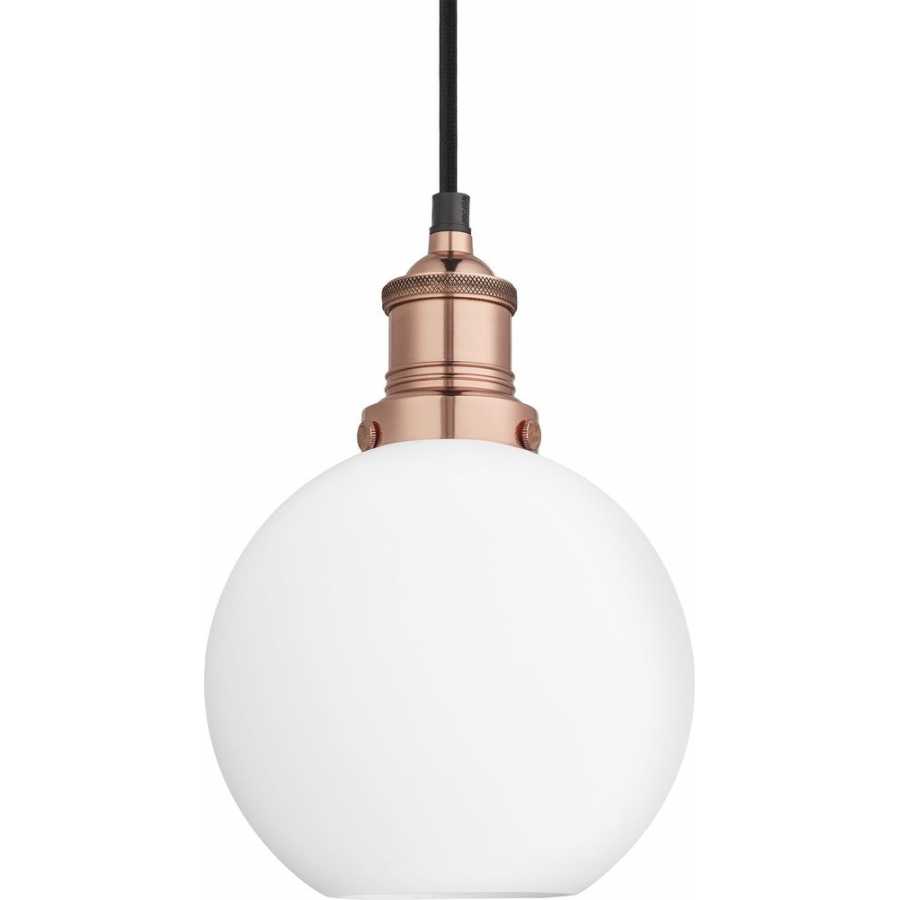 Industville Brooklyn Opal Glass Globe Pendant Light - 7 Inch - Copper Holder