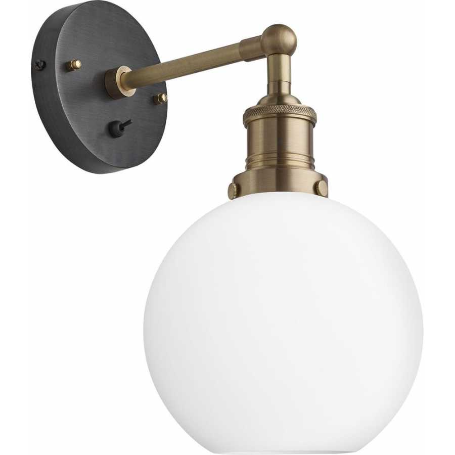 Industville Brooklyn Opal Glass Globe Wall Light - Brass Holder