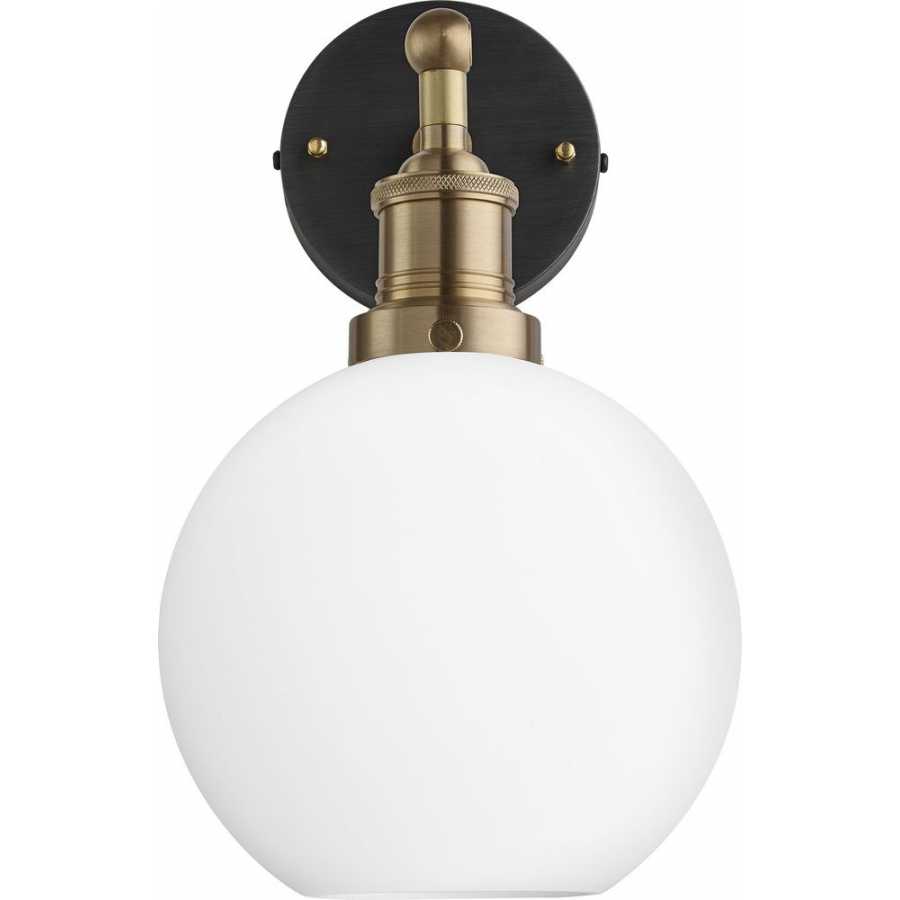 Industville Brooklyn Opal Glass Globe Wall Light - Brass Holder