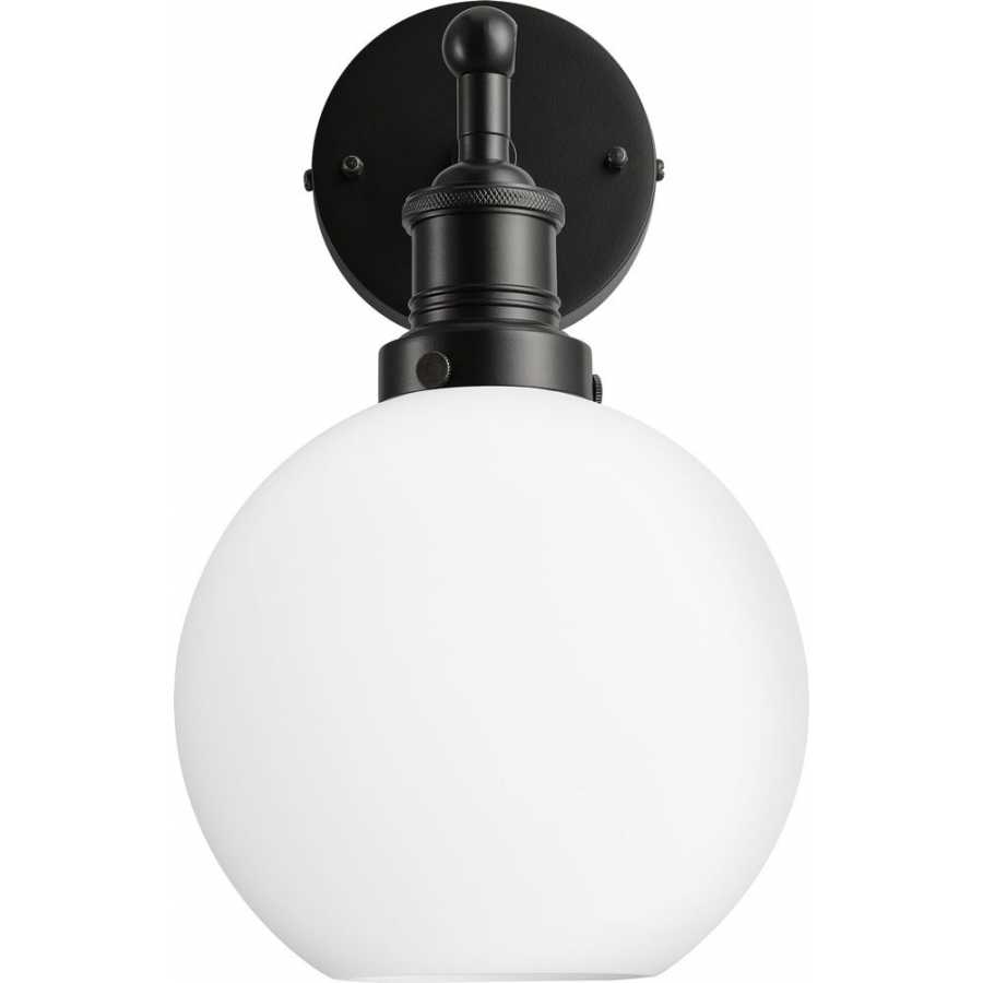 Industville Brooklyn Opal Glass Globe Wall Light - Black Holder