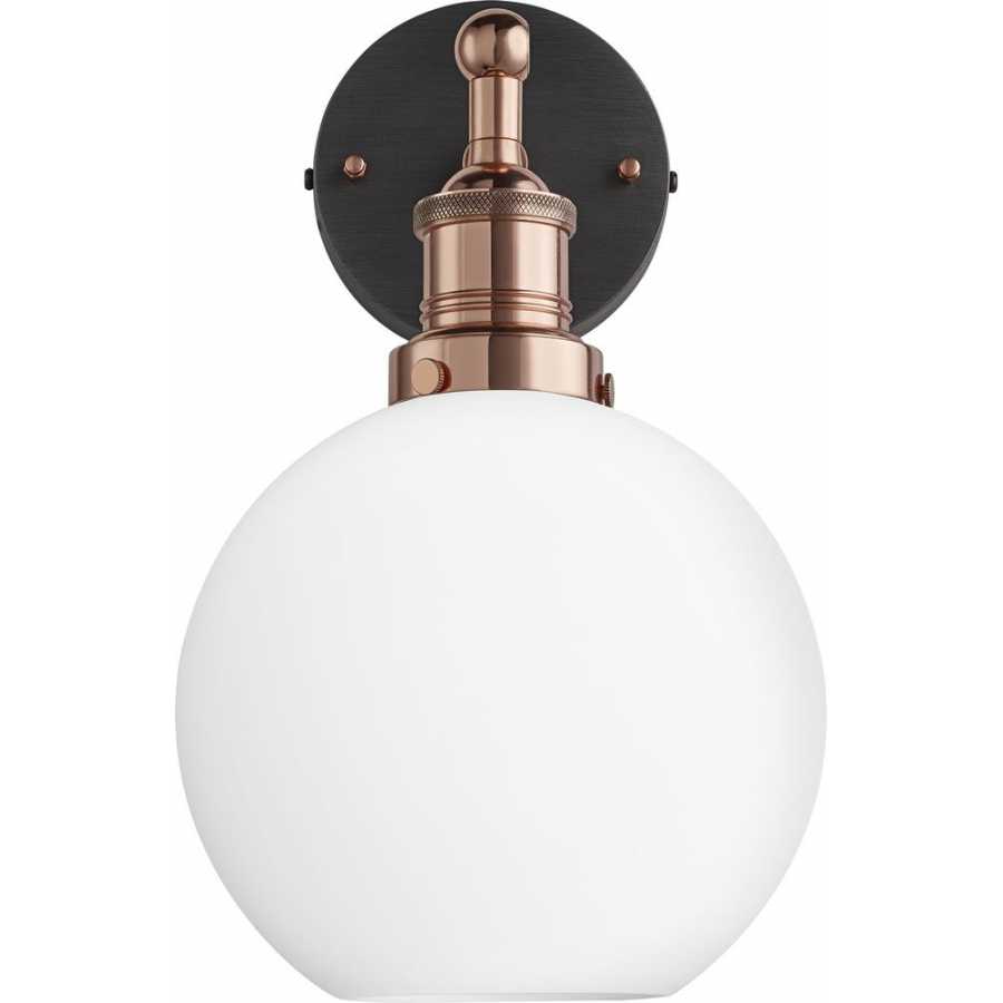 Industville Brooklyn Opal Glass Globe Wall Light - Copper Holder