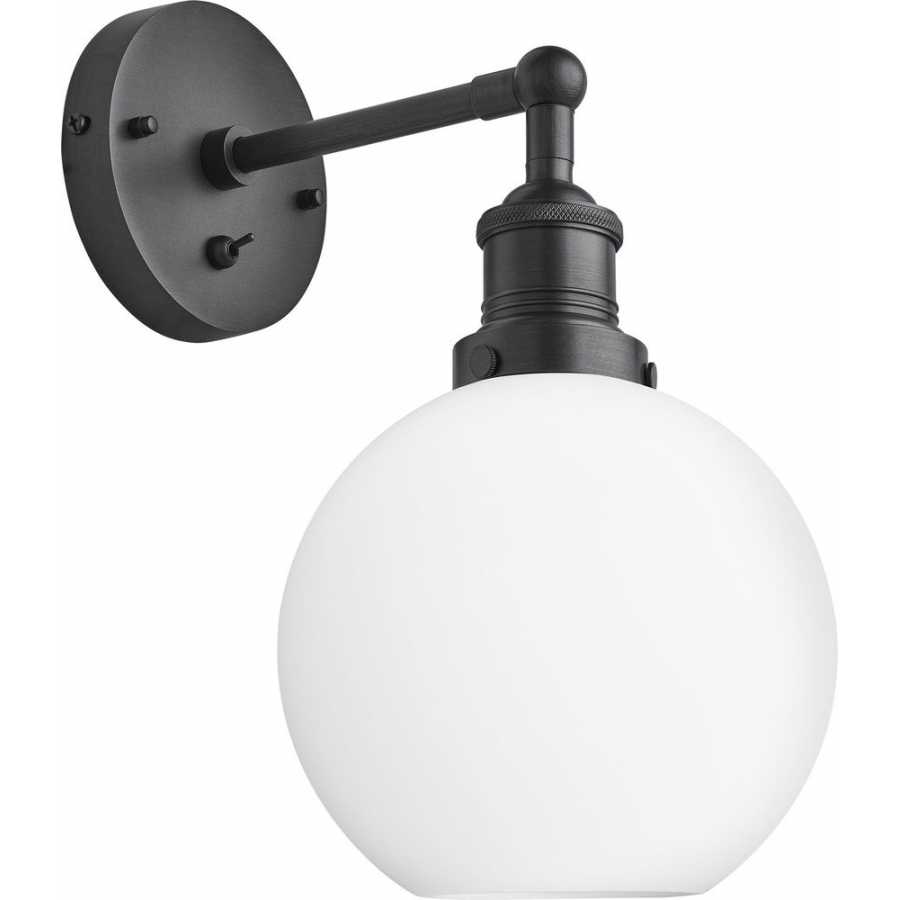 Industville Brooklyn Opal Glass Globe Wall Light - Pewter Holder