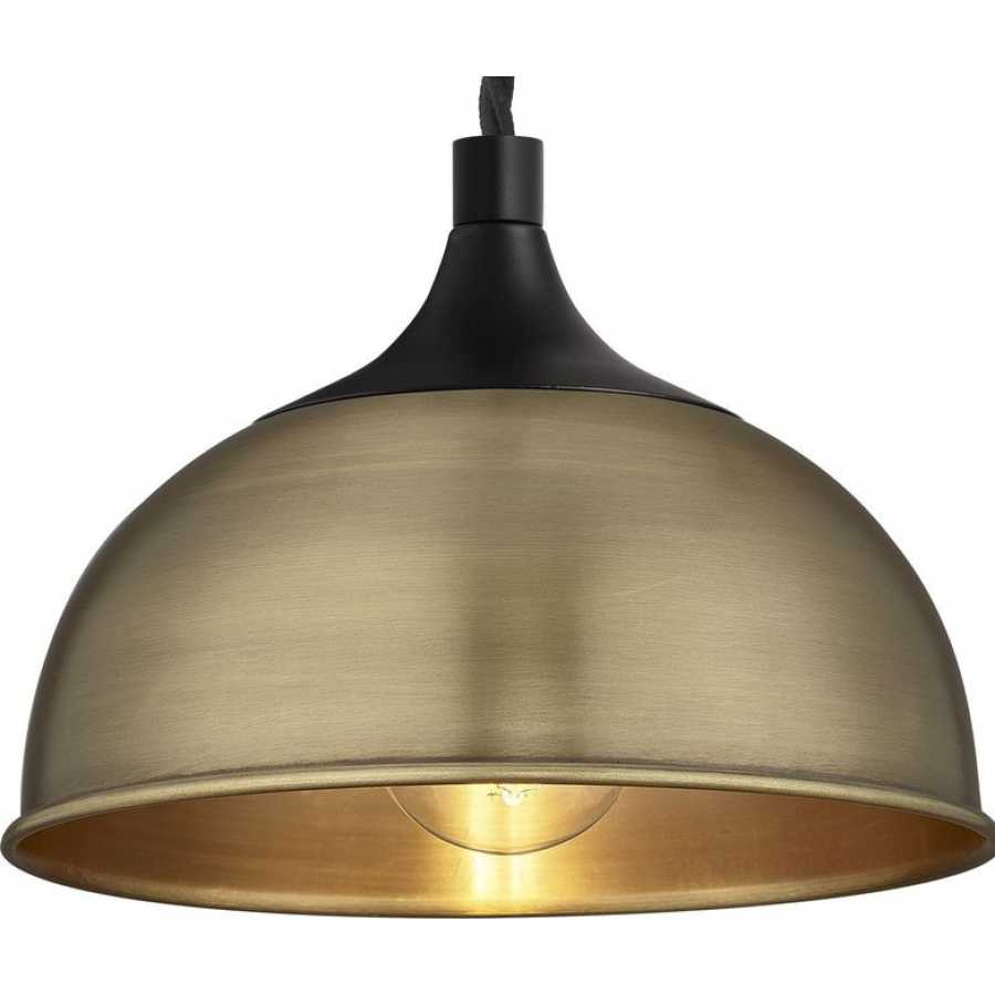 Industville Chelsea Dome Pendant Light - Brass - Black Holder