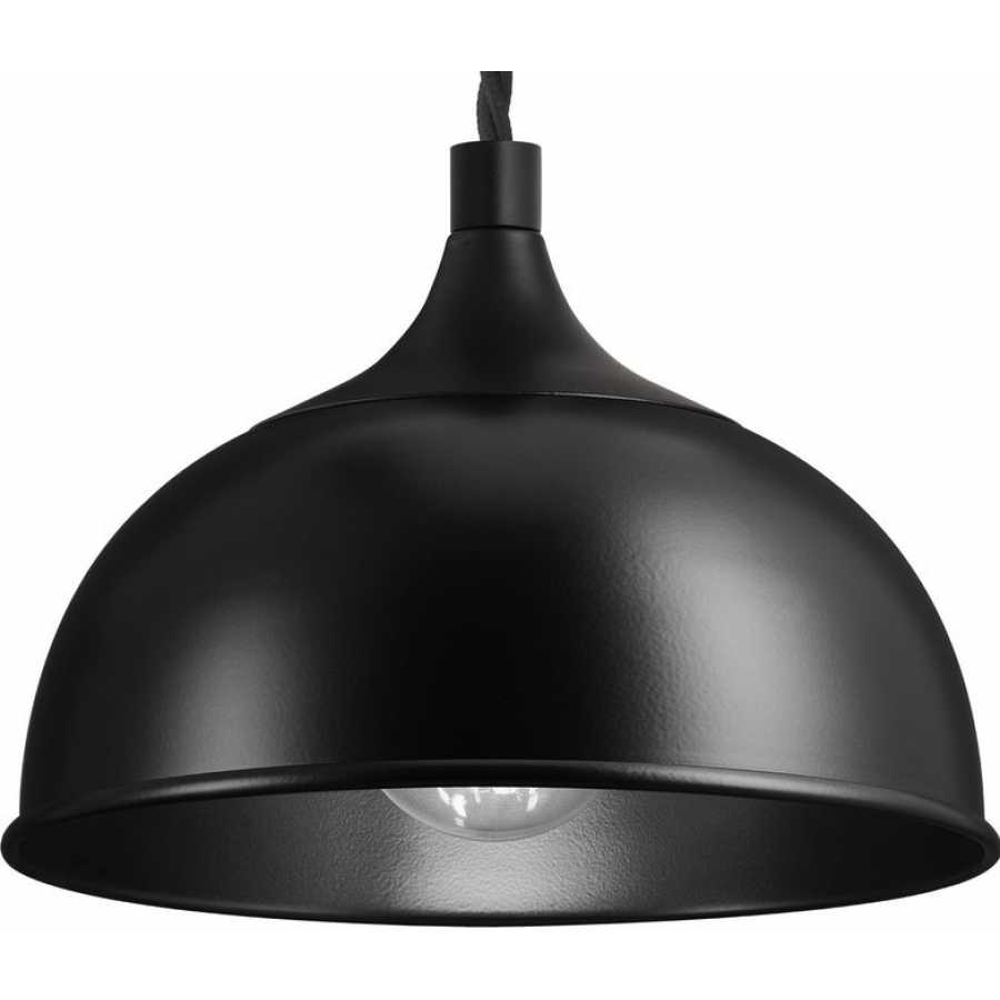 Industville Chelsea Dome Pendant Light - Matte Black - Black Holder