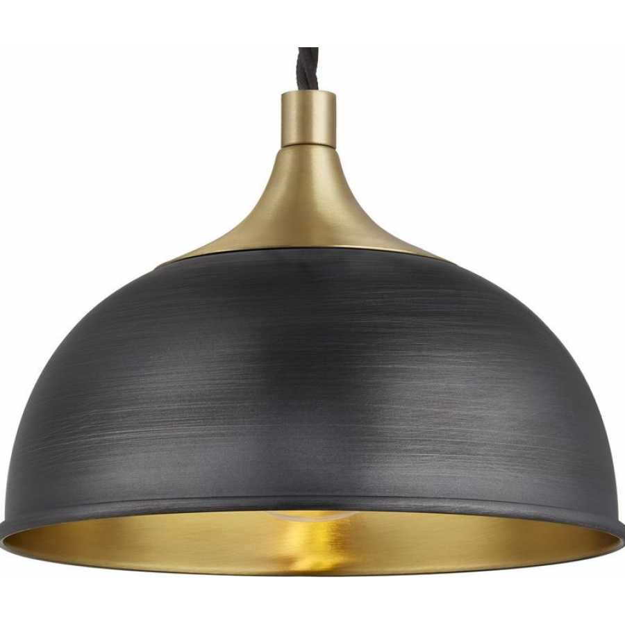 Industville Chelsea Dome Pendant Light - Pewter & Brass - Brass Holder