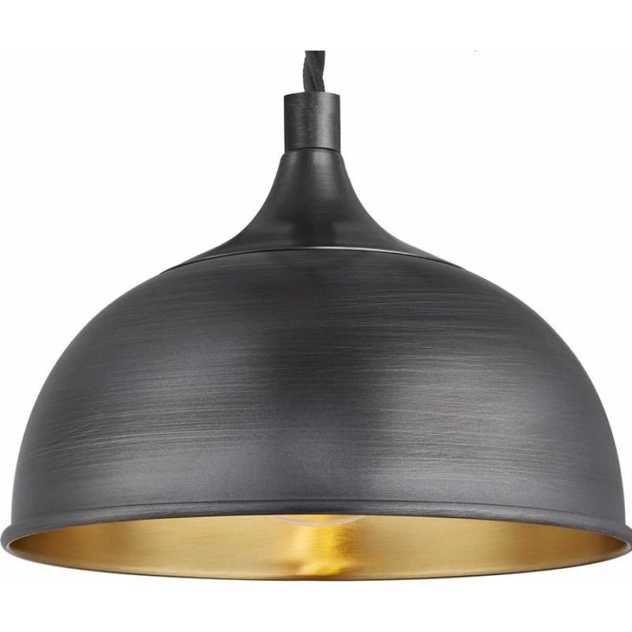 Industville Chelsea Dome Pendant Light - Pewter & Brass - Pewter Holder