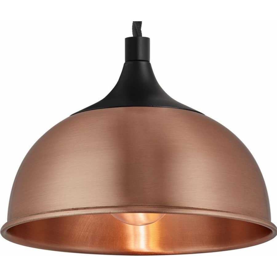Industville Chelsea Dome Pendant Light - Copper - Black Holder