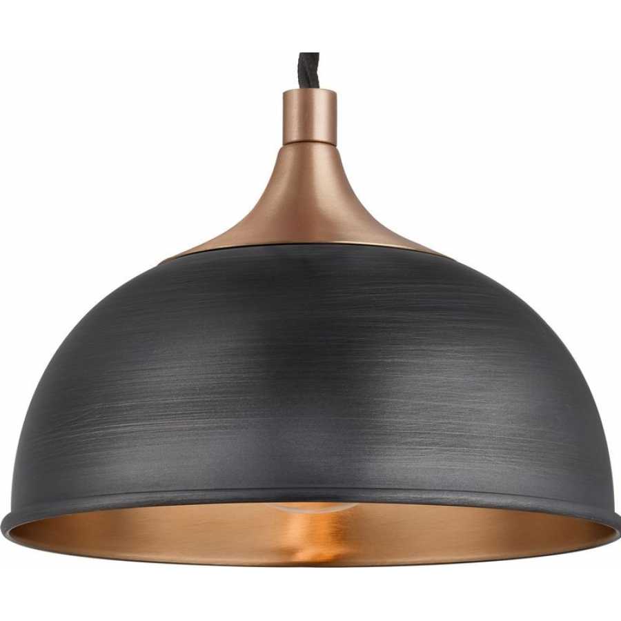 Industville Chelsea Dome Pendant Light - Pewter & Copper - Copper Holder