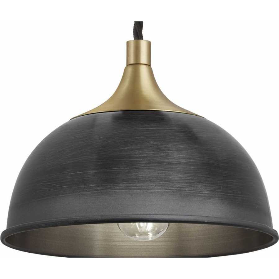 Industville Chelsea Dome Pendant Light - Pewter - Brass Holder