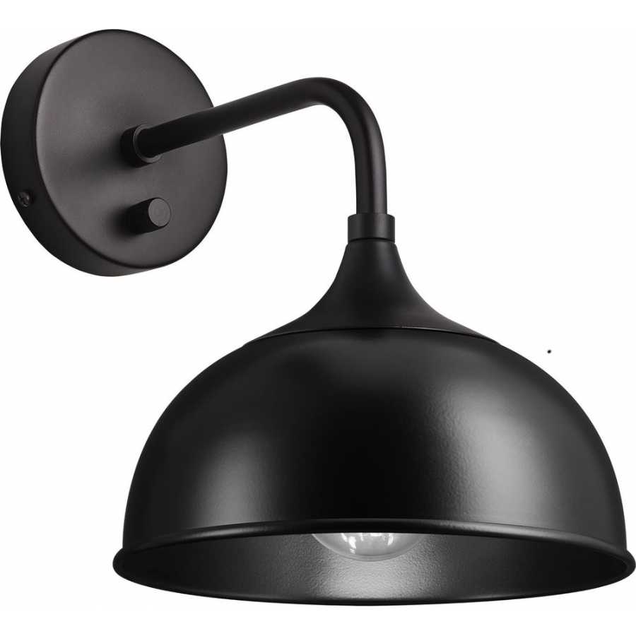 Industville Chelsea Dome Wall Light - Matte Black - Black Holder