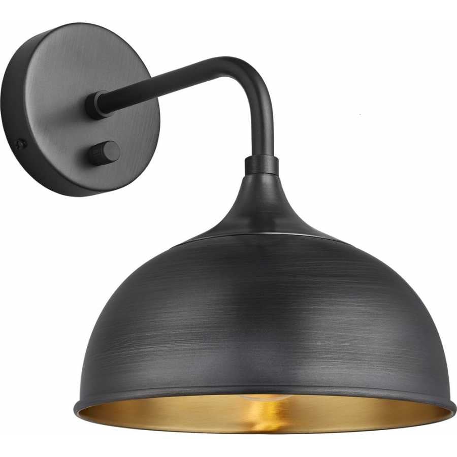 Industville Chelsea Dome Wall Light - Pewter & Brass - Pewter Holder