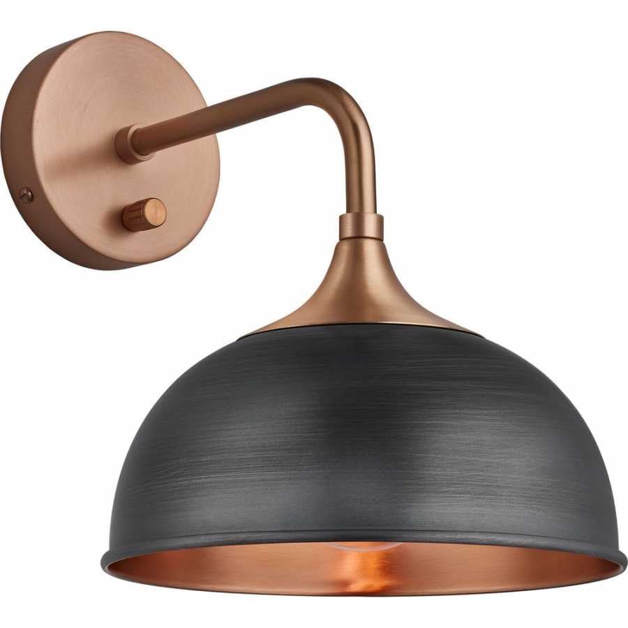 Industville Chelsea Dome Wall Light - Pewter & Copper - Copper Holder