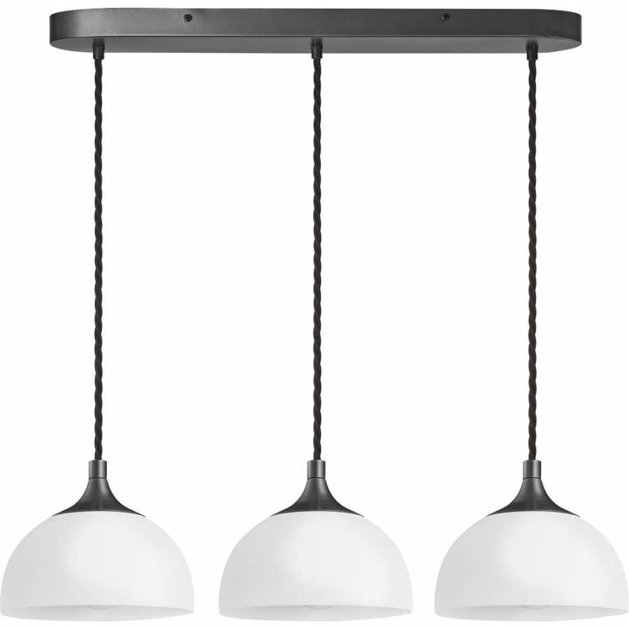 Industville Chelsea Opal Glass Dome Oval Mount Cluster Pendant Light - 3 Wire - Pewter Holder