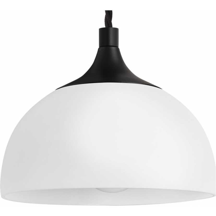 Industville Chelsea Opal Glass Dome Pendant Light - Black Holder