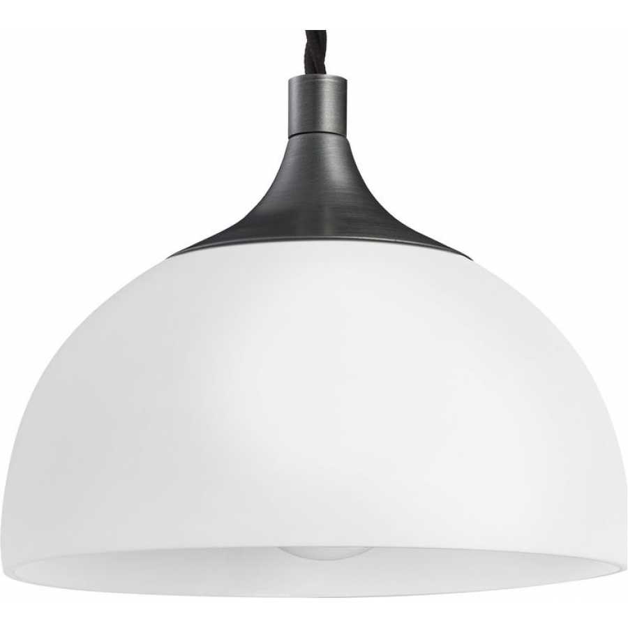 Industville Chelsea Opal Glass Dome Pendant Light - Pewter Holder