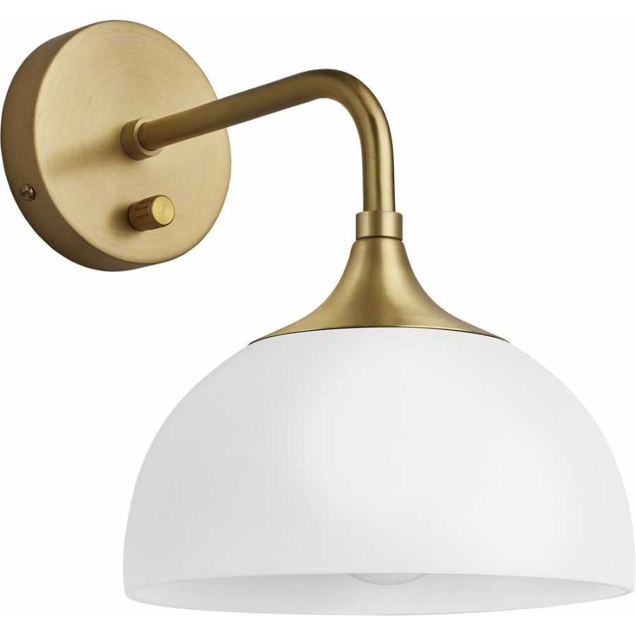 Industville Chelsea Opal Glass Dome Wall Light - Brass Holder