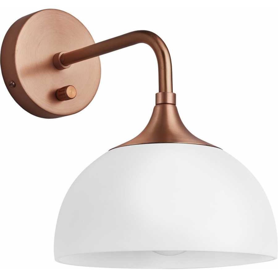 Industville Chelsea Opal Glass Dome Wall Light - Copper Holder