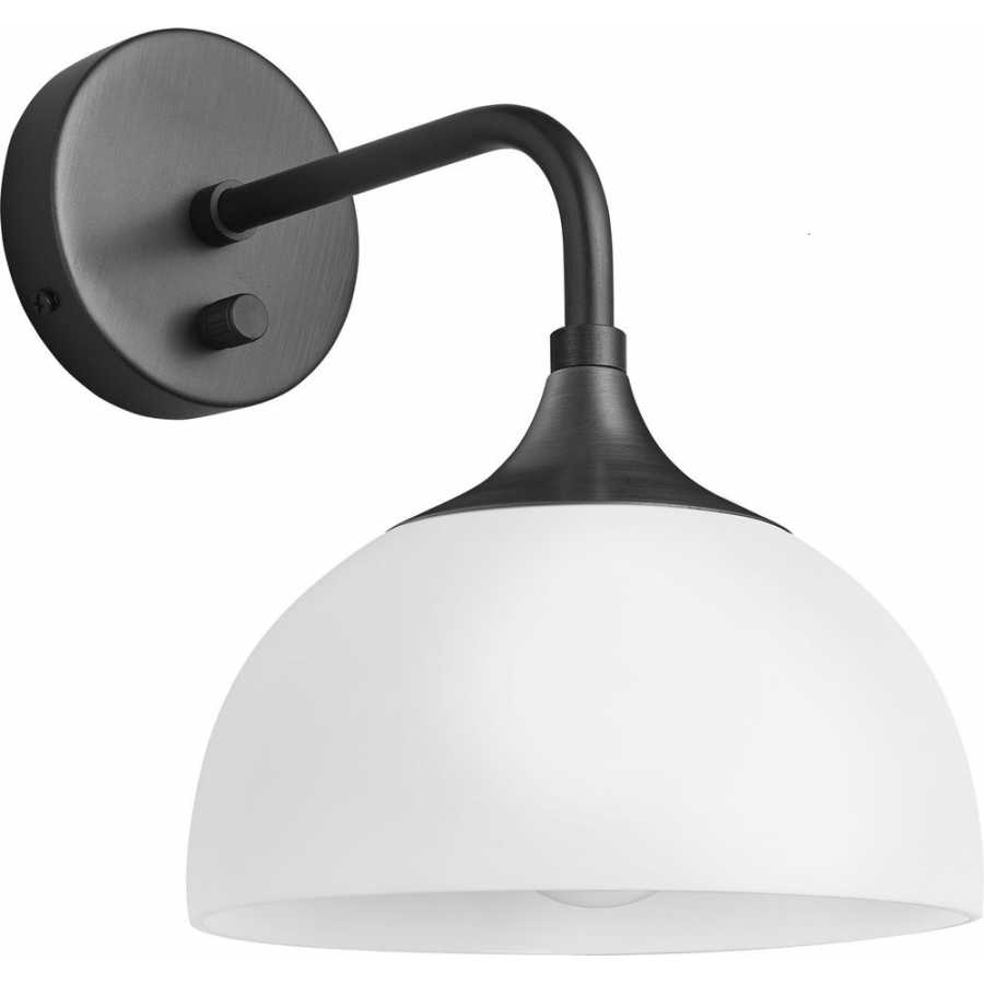 Industville Chelsea Opal Glass Dome Wall Light - Pewter Holder