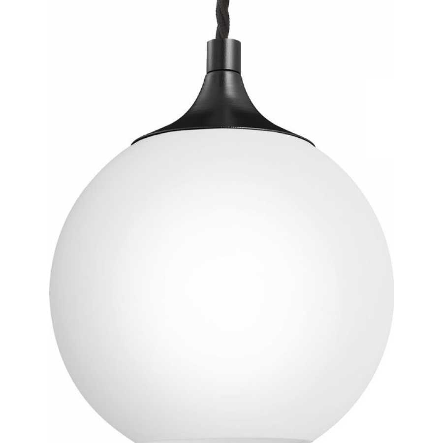 Industville Chelsea Opal Glass Globe Pendant Light - 7 Inch - Black Holder