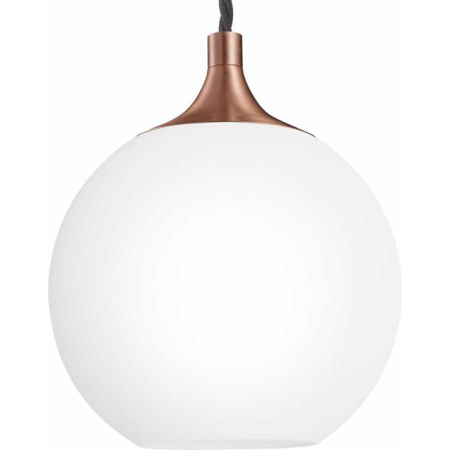 Industville Chelsea Opal Glass Globe Pendant Light - 7 Inch - Copper Holder