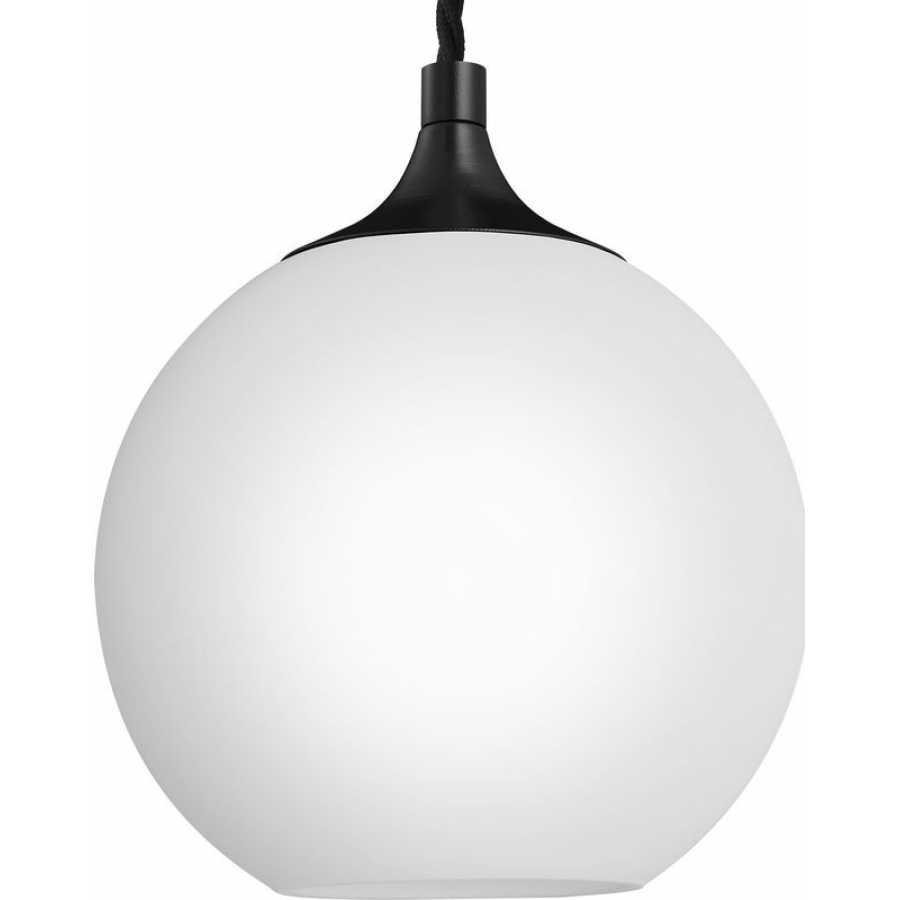 Industville Chelsea Opal Glass Globe Pendant Light - 9 Inch - Black Holder