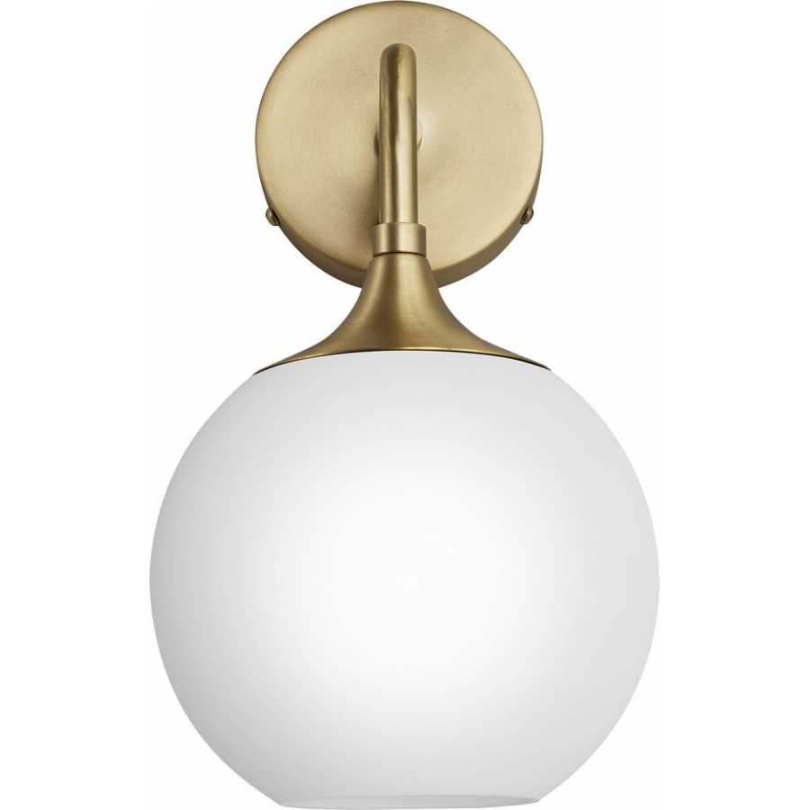 Industville Chelsea Opal Glass Globe Wall Light - Brass Holder