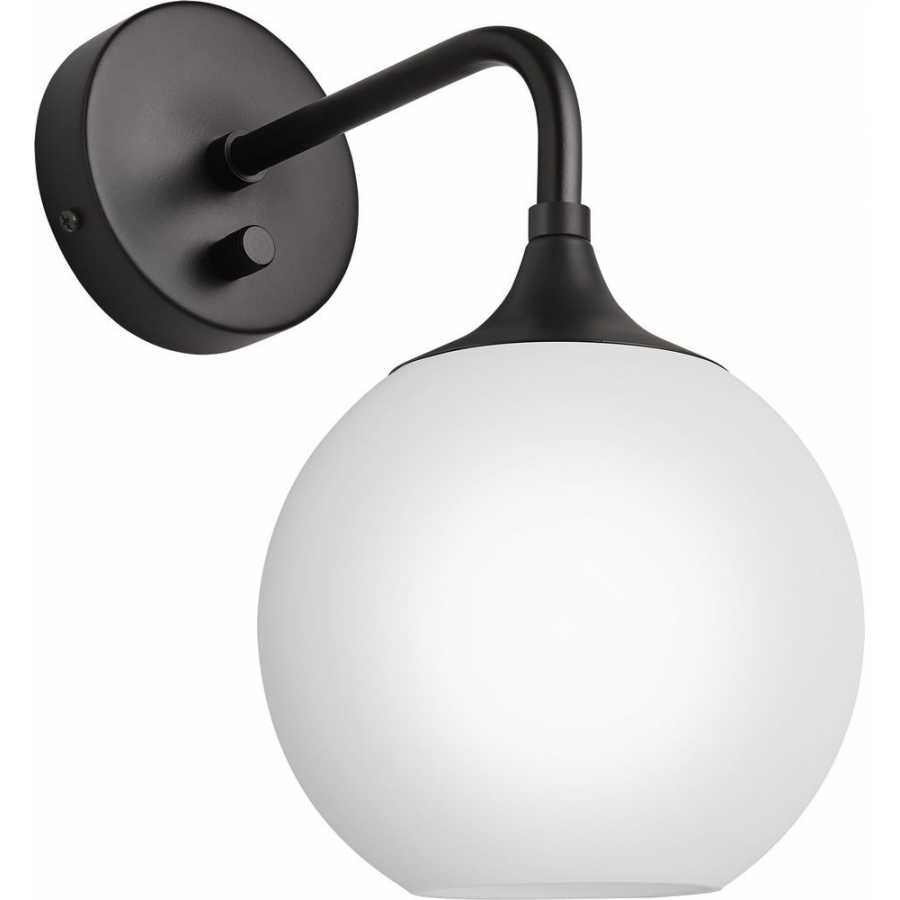 Industville Chelsea Opal Glass Globe Wall Light - Black Holder