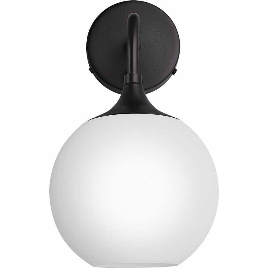 Industville Chelsea Opal Glass Globe Wall Light - Black Holder