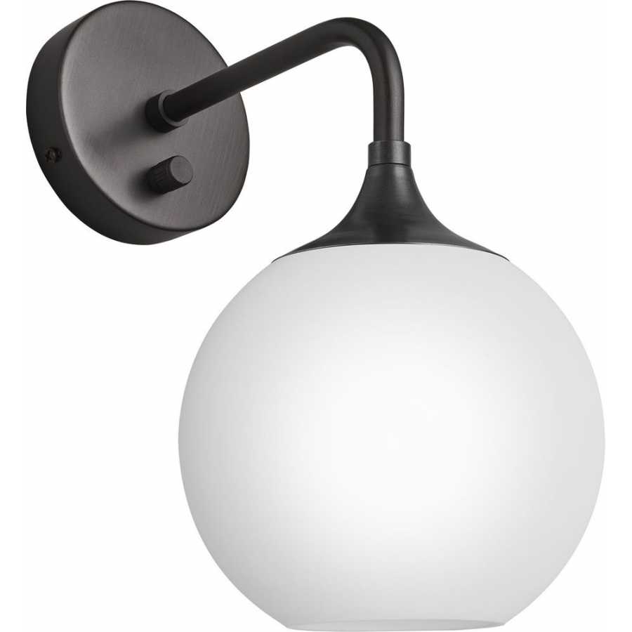 Industville Chelsea Opal Glass Globe Wall Light - Pewter Holder