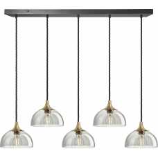 Industville Chelsea Tinted Glass Dome Cluster Pendant Light - 5 Wire - Smoke Grey