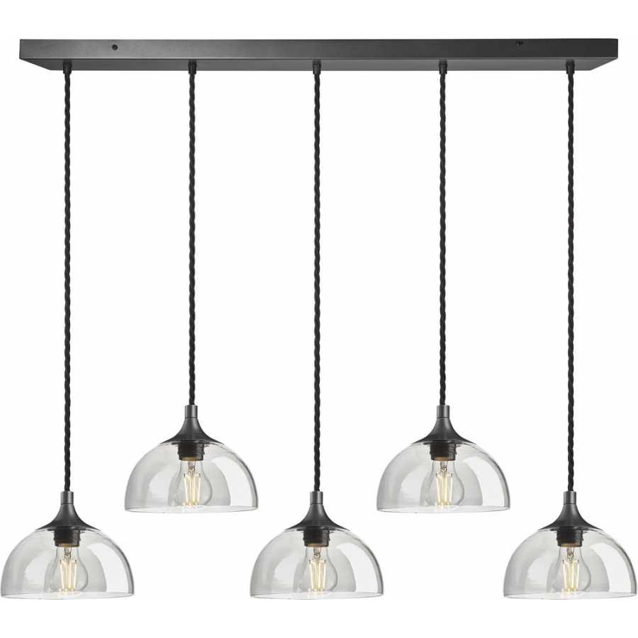 Industville Chelsea Tinted Glass Dome Cluster Pendant Light - 5 Wire - Smoke Grey - Pewter Holder