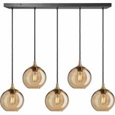Industville Chelsea Tinted Glass Globe Line Mount Cluster Pendant Light - 5 Wire - 7 Inch - Amber
