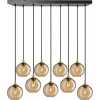 Industville Chelsea Tinted Glass Globe Line Mount Cluster Pendant Light - 9 Wire - 7 Inch - Amber