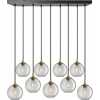Industville Chelsea Tinted Glass Globe Line Mount Cluster Pendant Light - 9 Wire - 7 Inch - Smoke Grey