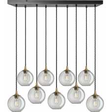 Industville Chelsea Tinted Glass Globe Line Mount Cluster Pendant Light - 9 Wire - 7 Inch - Smoke Grey