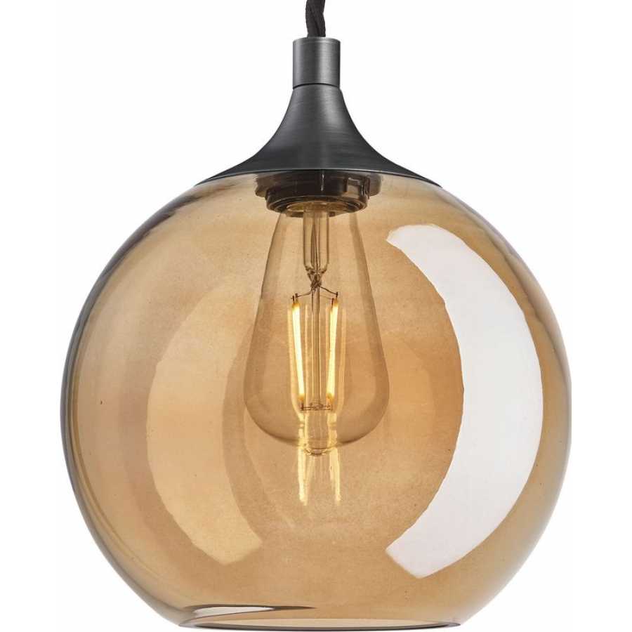 Industville Chelsea Tinted Glass Globe Pendant Light - 9 Inch - Amber - Pewter Holder