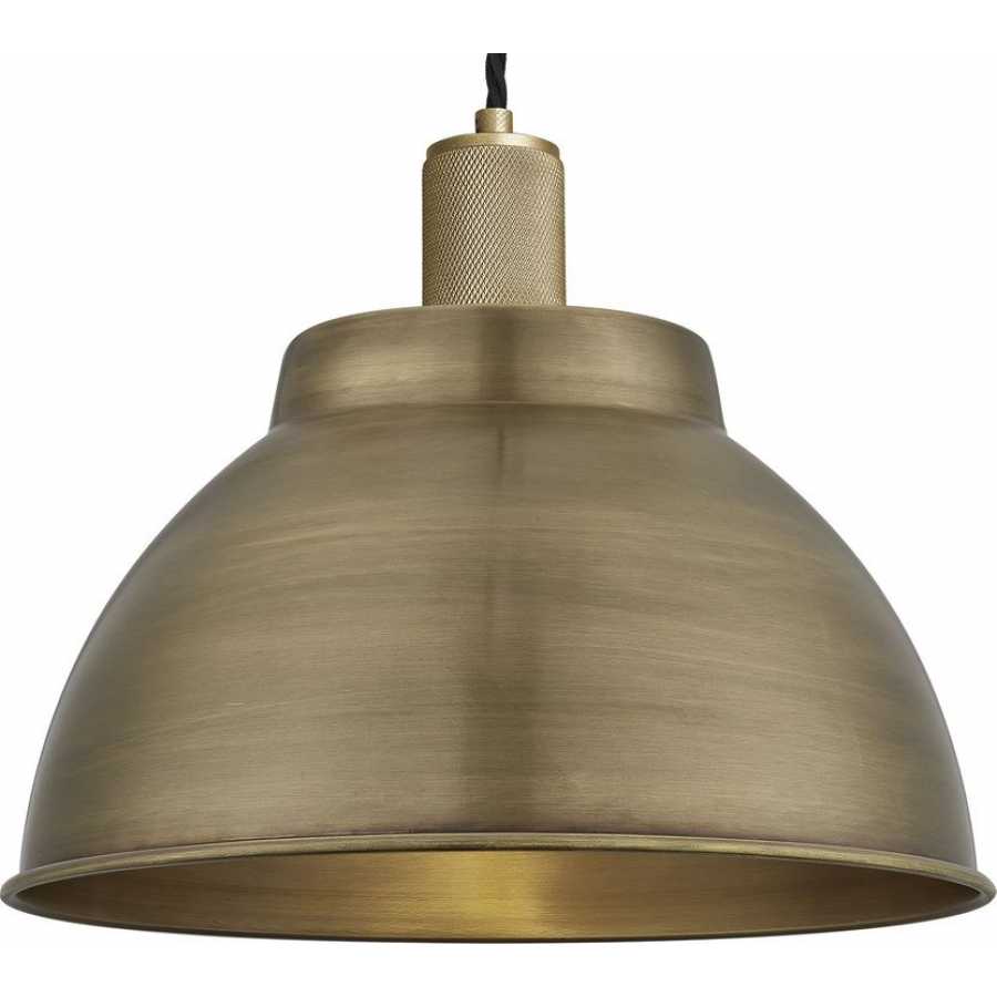 Industville Knurled Dome Pendant Light - 13 Inch - Brass - Brass Holder