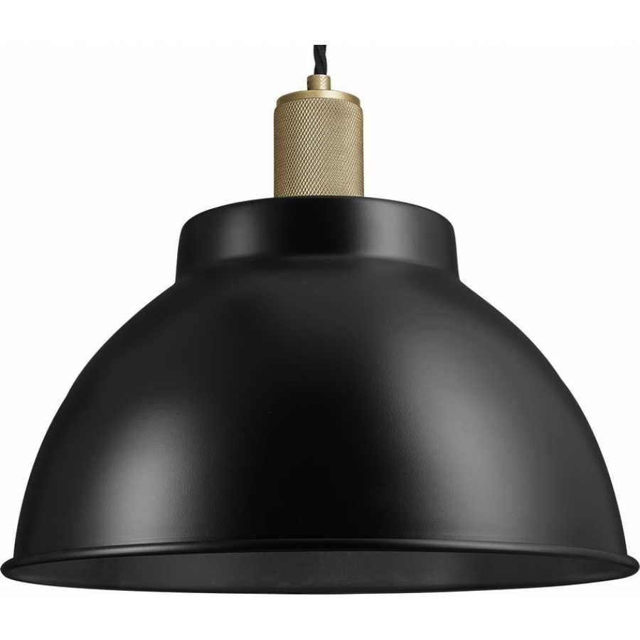 Industville Knurled Dome Pendant Light - 13 Inch - Matte Black - Brass Holder