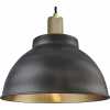 Industville Knurled Dome Pendant Light - 13 Inch - Pewter & Brass