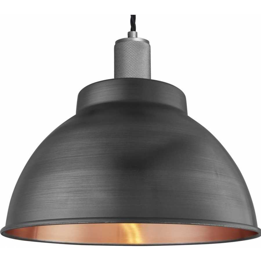 Industville Knurled Dome Pendant Light - 13 Inch - Pewter & Copper