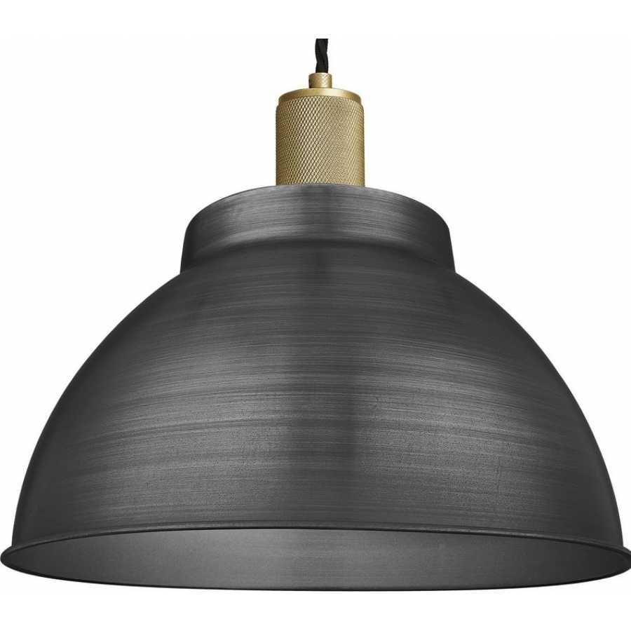 Industville Knurled Dome Pendant Light - 13 Inch - Pewter - Brass Holder