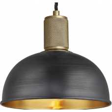 Industville Knurled Dome Pendant Light - 8 Inch - Pewter & Brass