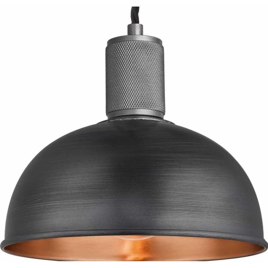Industville Knurled Dome Pendant Light - 8 Inch - Pewter & Copper