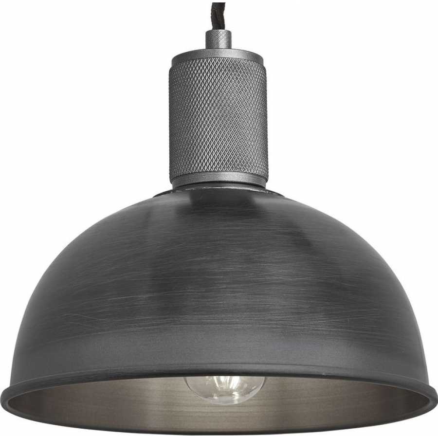 Industville Knurled Dome Pendant Light - 8 Inch - Pewter - Pewter Holder