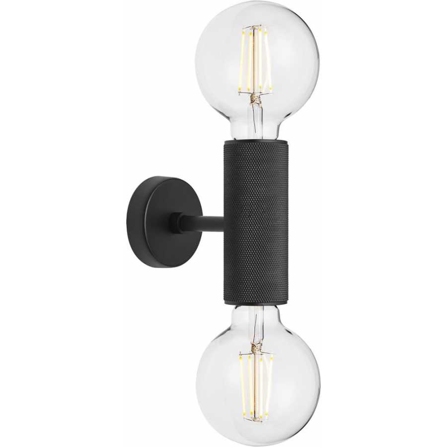 Industville Knurled Edison Double Wall Light - Matte Black