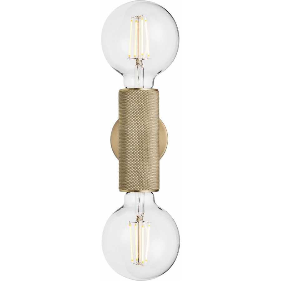 Industville Knurled Edison Double Wall Light - Brass