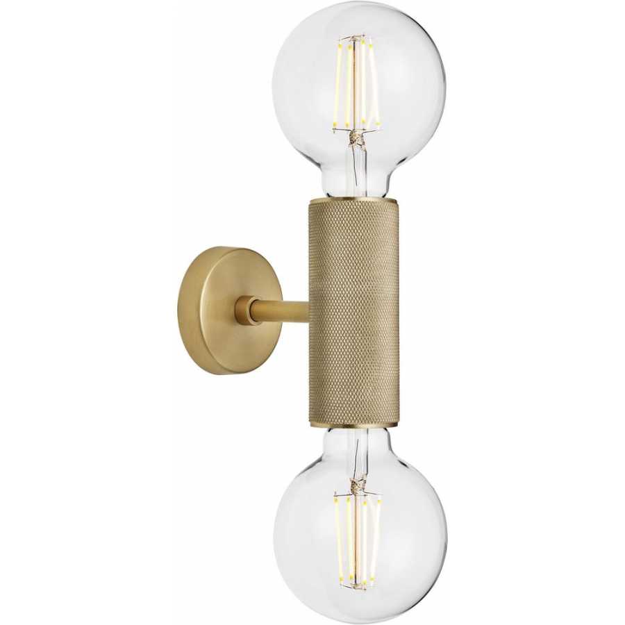 Industville Knurled Edison Double Wall Light - Brass